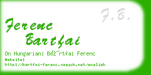 ferenc bartfai business card